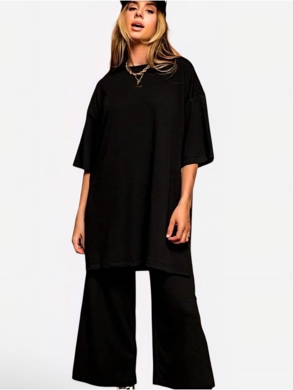 Dressed in LALA Oversized Black Short Sleeve Tee